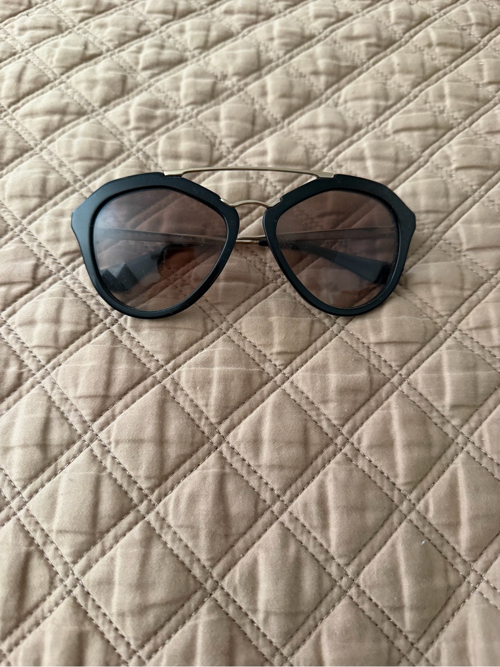 Prada Black Frame Sunglasses with Brown Lenses